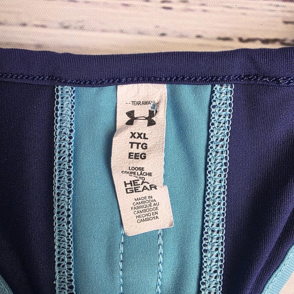 Under Armour Knockout Tank Top Womens 2XL Navy Blue Stretch Logo Racerback Loose - Picture 4 of 9